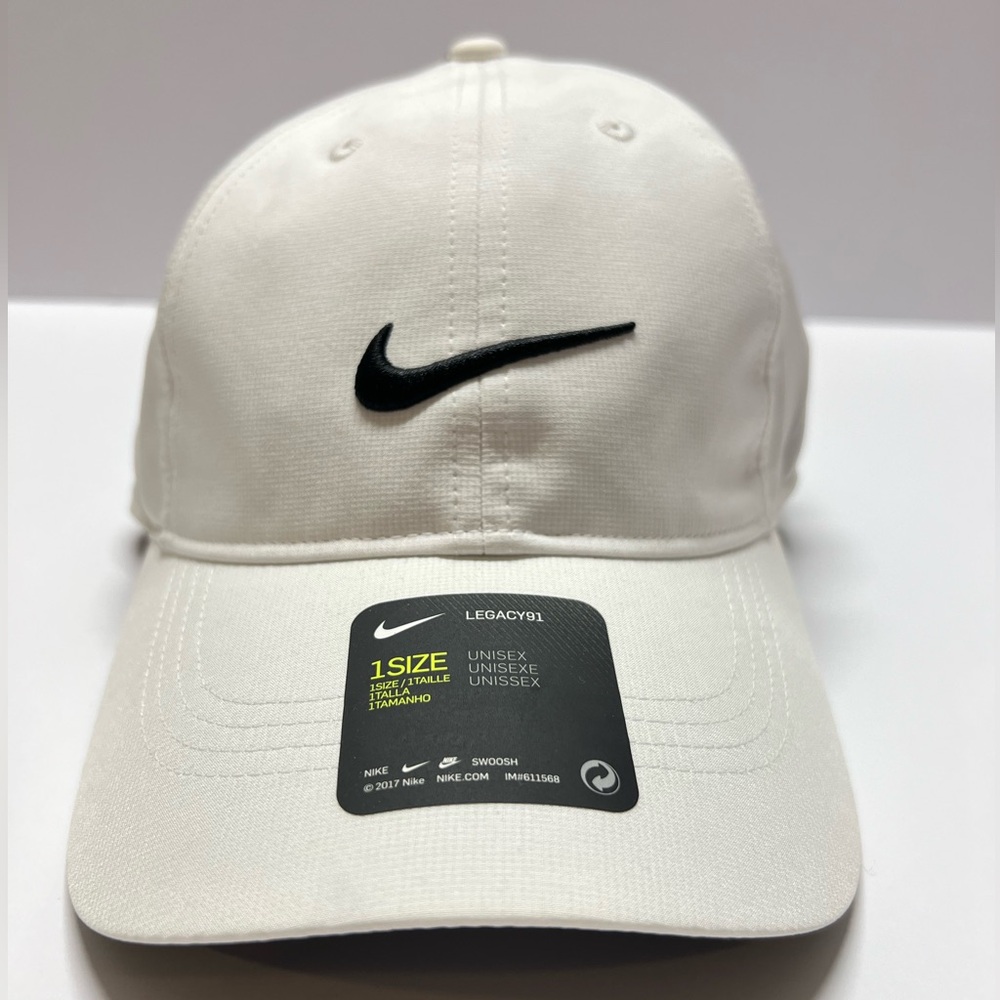 Nike Legacy91 White Cap Hay with Black Swoosh